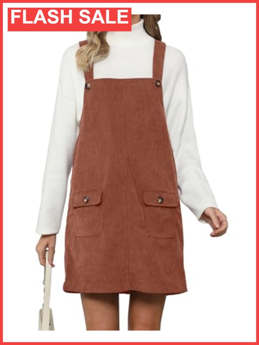 Corduroy Overall Dress Adjustable Straps Pinafore Short Dress with Pockets